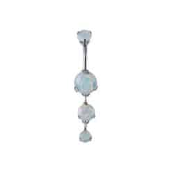 DOUBLE JEWELLED 8+6+4 MM LAB CREATED OPAL BANANA (DIAMOND CUT/PRONG SET)