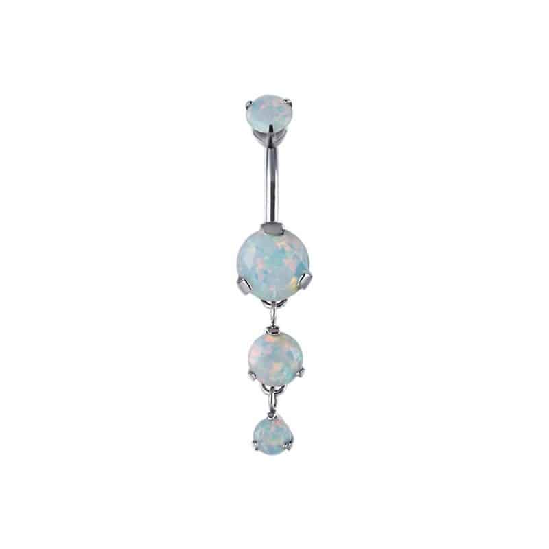 DOUBLE JEWELLED 8+6+4 MM LAB CREATED OPAL BANANA (DIAMOND CUT/PRONG SET)