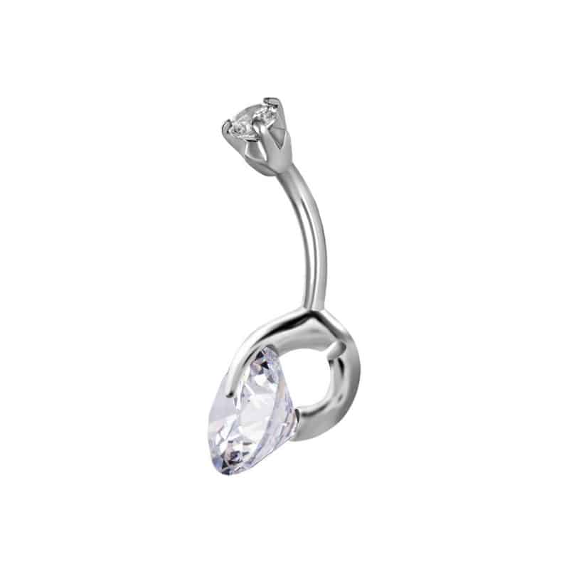 DOUBLE JEWELLED BELLY BANANA W. SOLITAIRE ROUND SETTING CUBIC ZIRCONIA – Bild 3