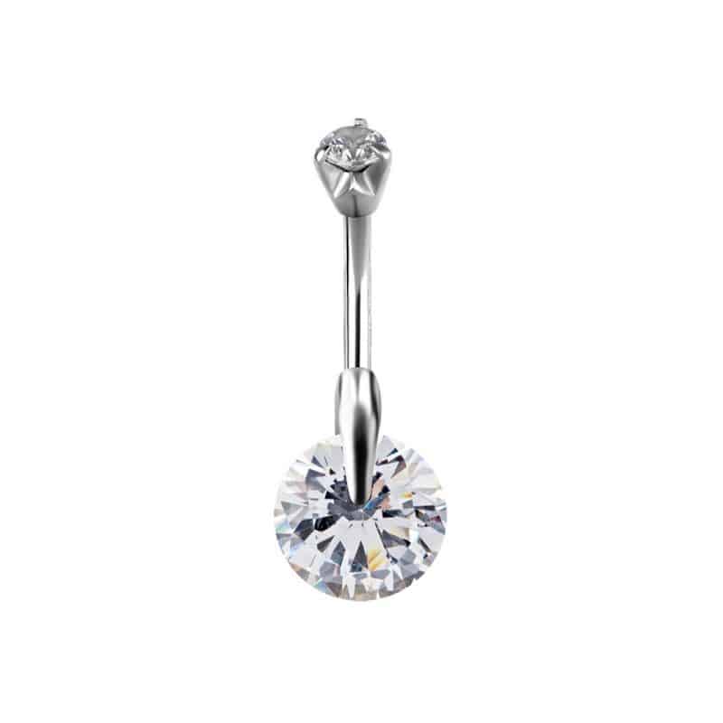 DOUBLE JEWELLED BELLY BANANA W. SOLITAIRE ROUND SETTING CUBIC ZIRCONIA – Bild 2
