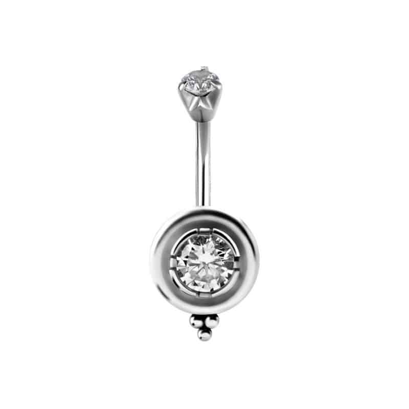TRIBAL DOUBLE JEWELLED BELLY BANANA SET W. 6MM CUBIC ZIRCONIA