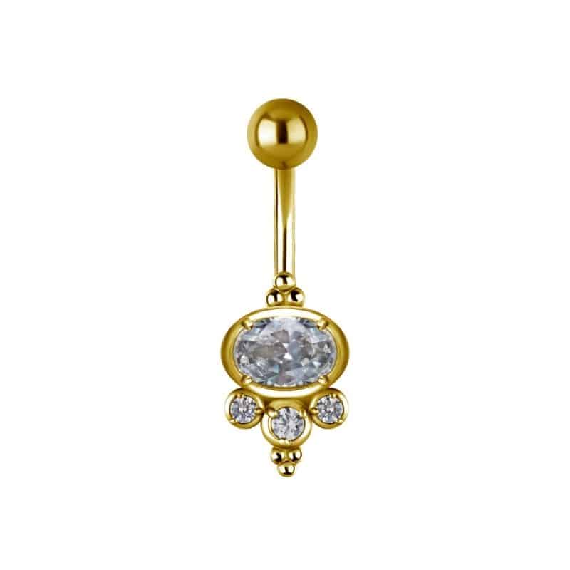 TRIBAL DOUBLE JEWELLED BANANA SET W. CUBIC ZIRCONIA