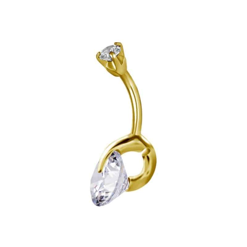 DOUBLE JEWELLED BELLY BANANA W. SOLITAIRE ROUND SETTING CUBIC ZIRCONIA – Bild 4