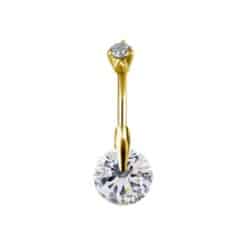 DOUBLE JEWELLED BELLY BANANA W. SOLITAIRE ROUND SETTING CUBIC ZIRCONIA