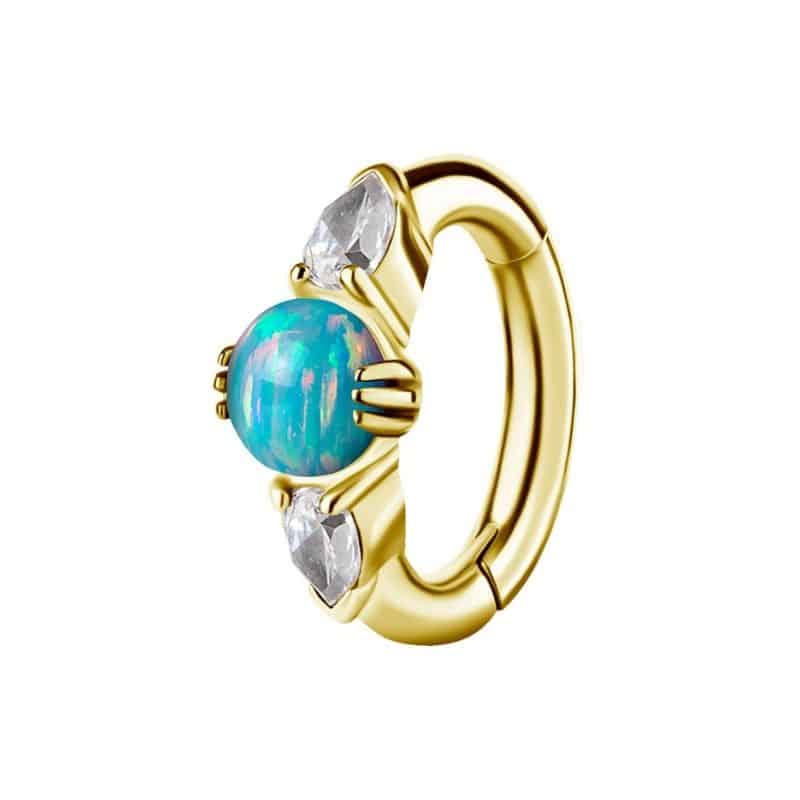 OVAL BELLY CLICKER SET W. LAB CREATED OPAL & PREMIUM ZIRCONIA – Bild 18