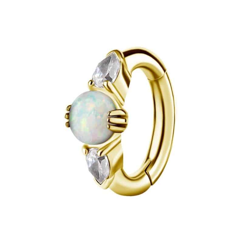 OVAL BELLY CLICKER SET W. LAB CREATED OPAL & PREMIUM ZIRCONIA – Bild 13