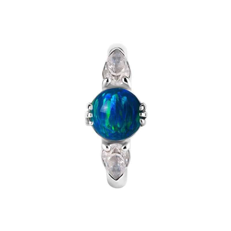 OVAL BELLY CLICKER SET W. LAB CREATED OPAL & PREMIUM ZIRCONIA – Bild 10
