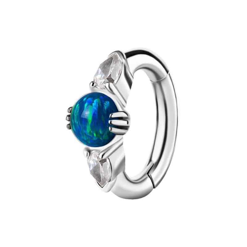 OVAL BELLY CLICKER SET W. LAB CREATED OPAL & PREMIUM ZIRCONIA – Bild 11
