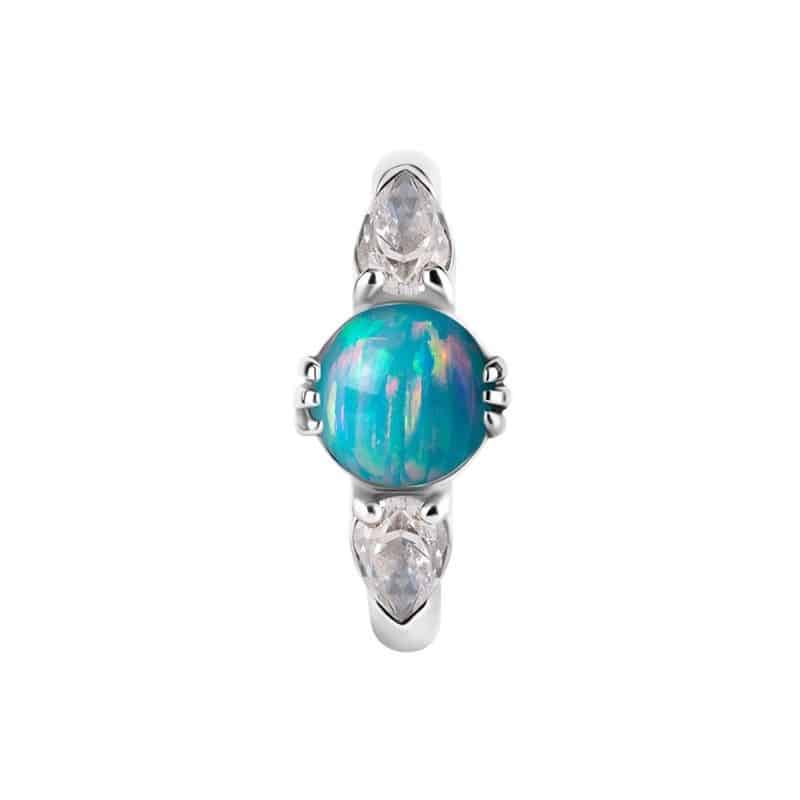 OVAL BELLY CLICKER SET W. LAB CREATED OPAL & PREMIUM ZIRCONIA – Bild 8