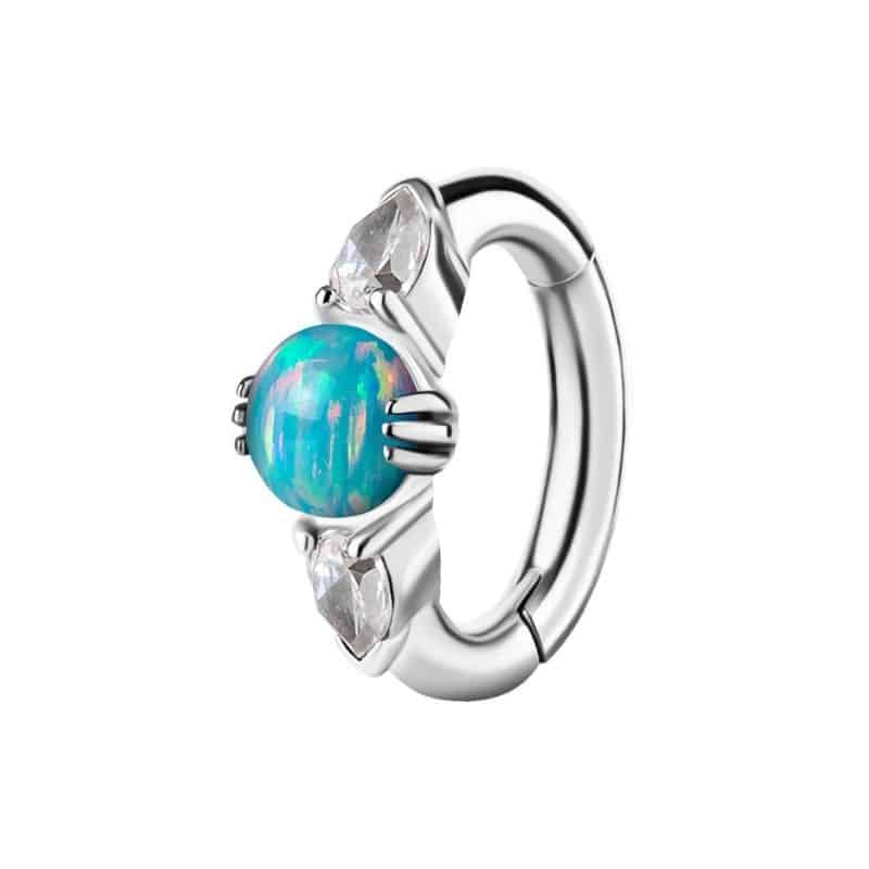 OVAL BELLY CLICKER SET W. LAB CREATED OPAL & PREMIUM ZIRCONIA – Bild 9