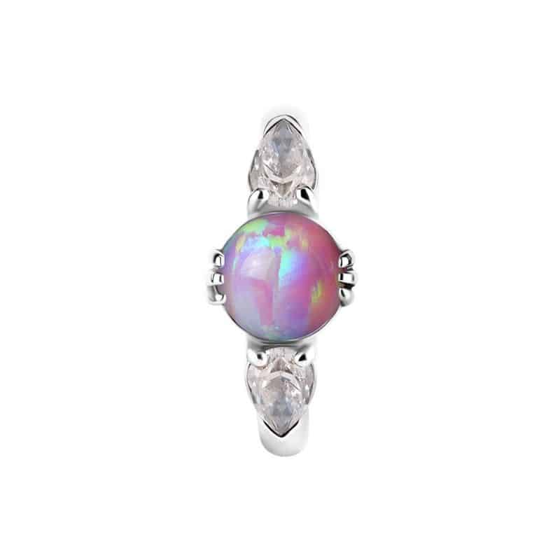 OVAL BELLY CLICKER SET W. LAB CREATED OPAL & PREMIUM ZIRCONIA – Bild 6