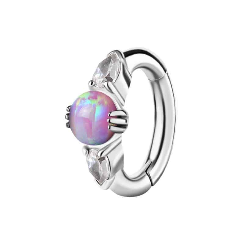 OVAL BELLY CLICKER SET W. LAB CREATED OPAL & PREMIUM ZIRCONIA – Bild 7