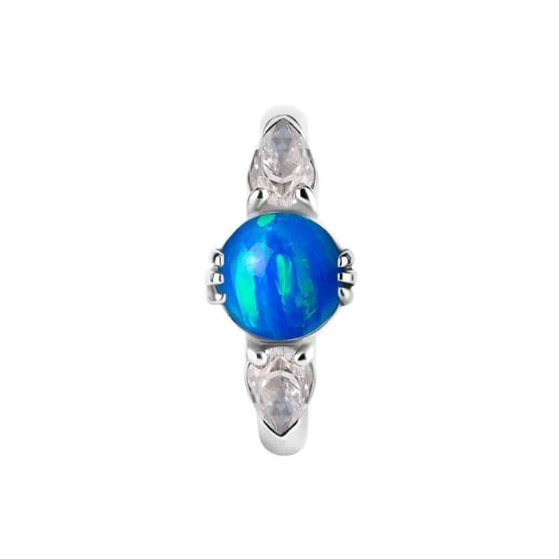 OVAL BELLY CLICKER SET W. LAB CREATED OPAL & PREMIUM ZIRCONIA – Bild 4
