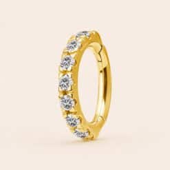 18K REAL GOLD OVAL MICROPAVE ROOK CLICKER SET WITH PREMIUM ZIRCONIA OR LAB CREATED DIAMOND