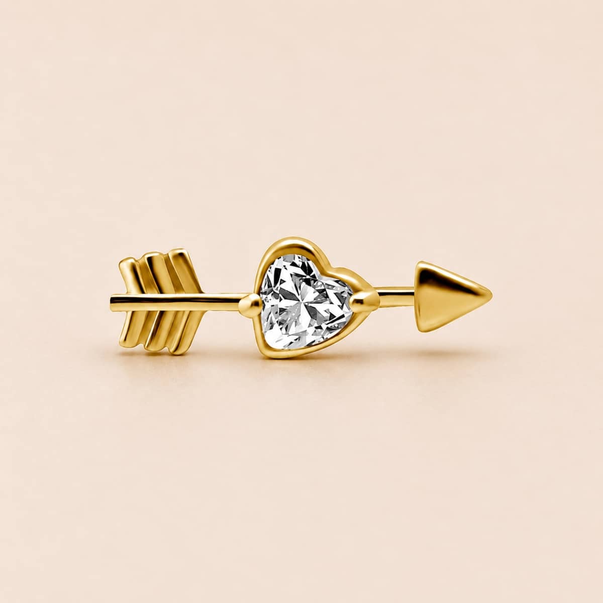 18K REAL GOLD INTERNAL ATTACHMENT SET WITH HEART SHAPE SWAROVSKI® ZIRCONIA