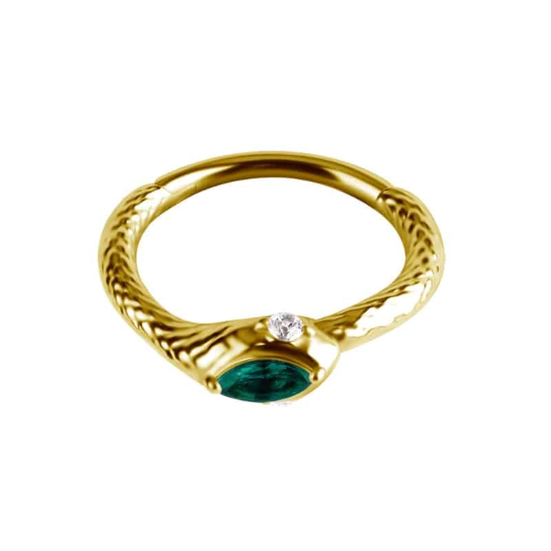 18K REAL GOLD HINGED SNAKE CONCH RING SET WITH MARQUISE PREMIUM NANO GEMS – Bild 3