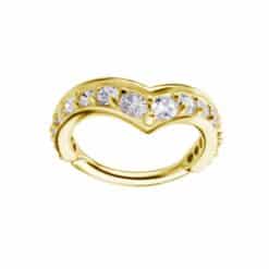 18K REAL GOLD HINGED CONCH RING SET WITH PREMIUM ZIRCONIA