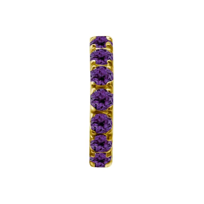 18K REAL GOLD HINGED CLICKER SET WITH GENUINE DARK AMETHYST – Bild 3