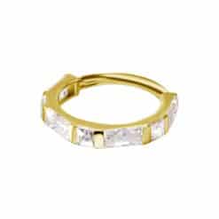 18K REAL GOLD HINGED SEGMENT RING SET WITH SQUARE AND BAGUETTE PREMIUM ZIRCONIA