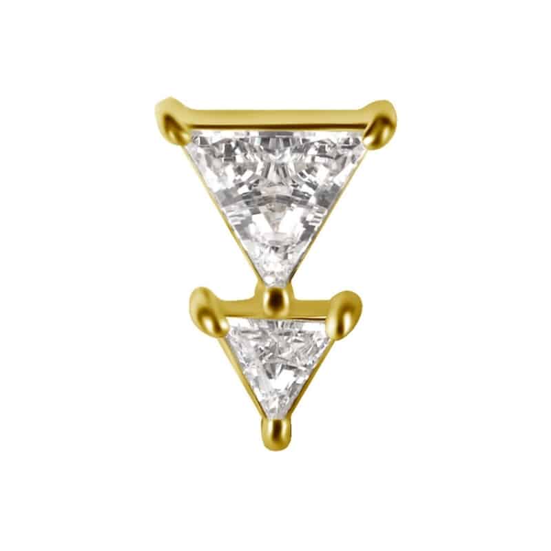 18K REAL GOLD INTERNAL ATTACHMENT SET WITH TRIANGLE PREMIUM ZIRCONIA