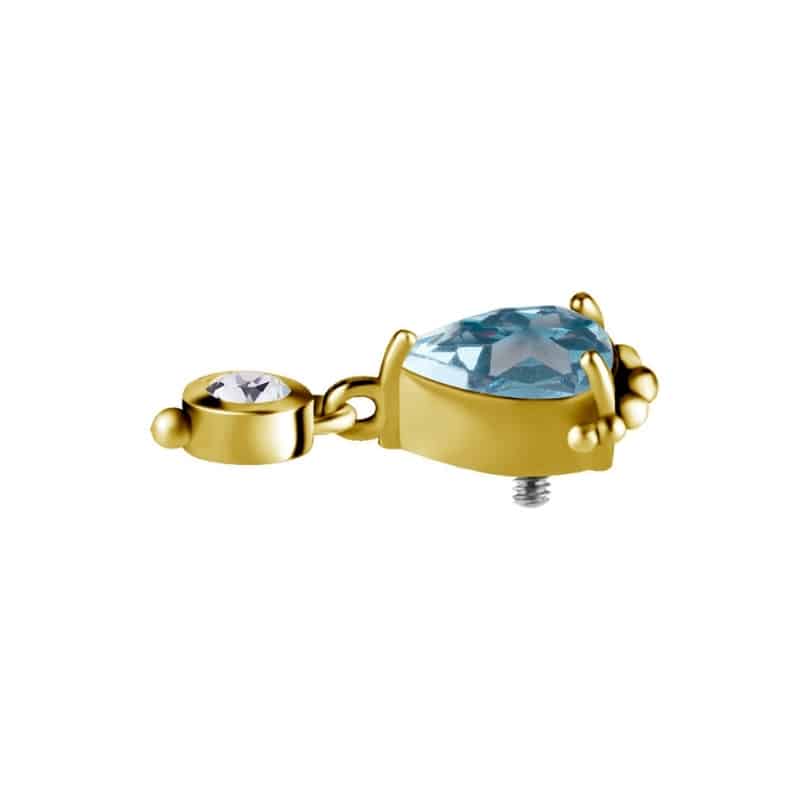 18K REAL GOLD INTERNAL ATTACHEMENT SET WITH GENUINE WHITE AND BLUE TOPAZ – Bild 2