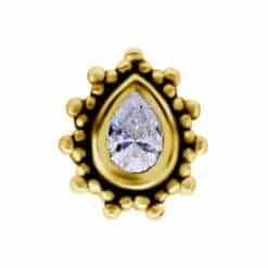 18K REAL GOLD INTERNAL TRIBAL ATTACHMENT SET WITH PEAR SHAPE PREMIUM ZIRCONIA