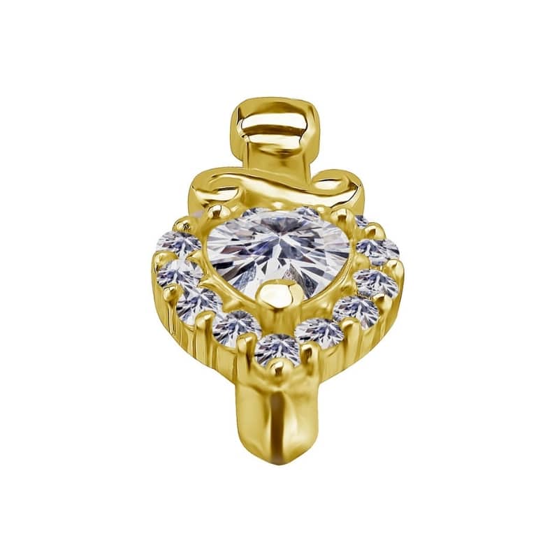 18K REAL GOLD INTERNAL DAGGER ATTACHMENT SET WITH HEART SHAPE PREMIUM ZIRCONIA – Bild 2